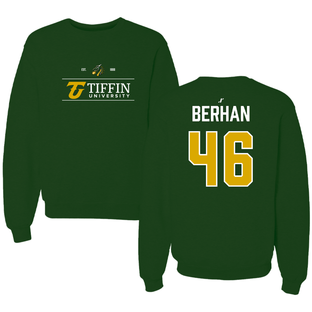 Tiffin University Soccer Forest Green General Crewneck - #46 Baakal Berhan