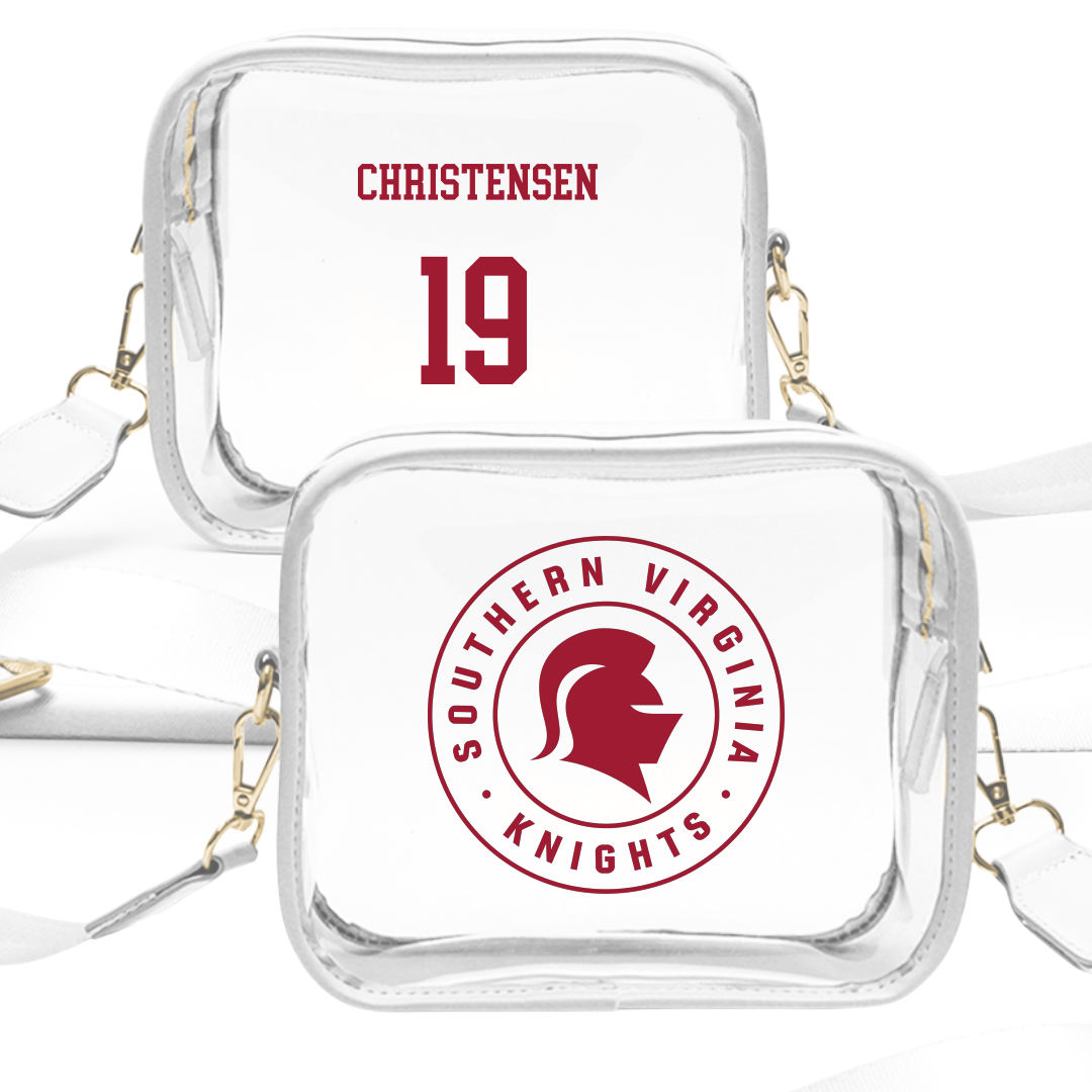 Southern Virginia University Softball White Clear Stadium Bag - #19 Mattison Christensen