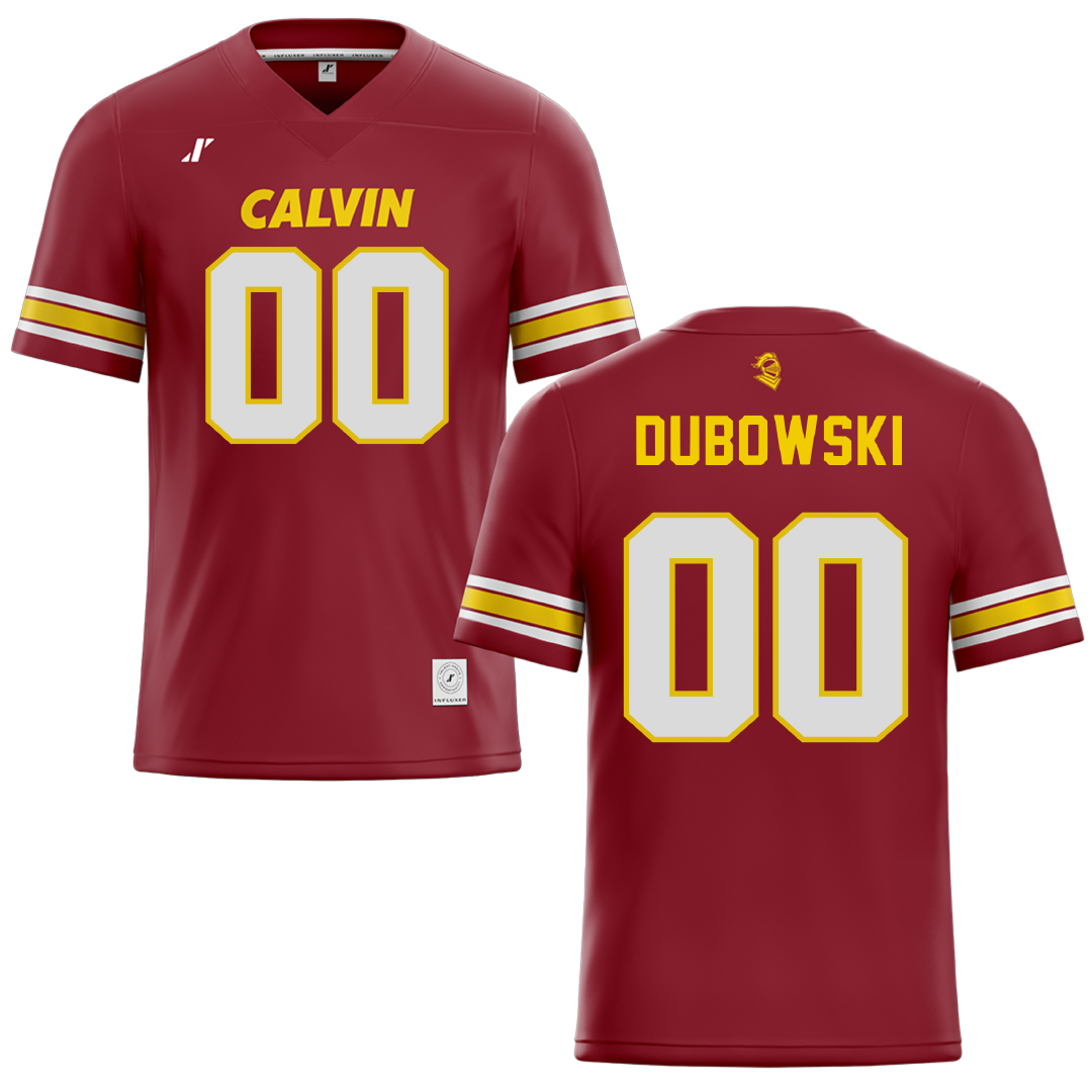 Calvin University Maroon Football Jersey - #00 Kaleb Dubowski