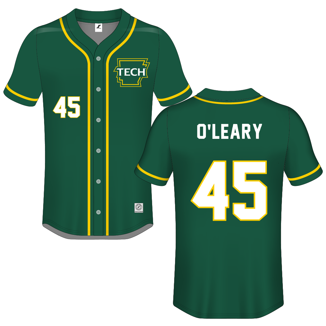 Arkansas Tech University Green Button-Down Jersey - #45 Vaughn O'Leary