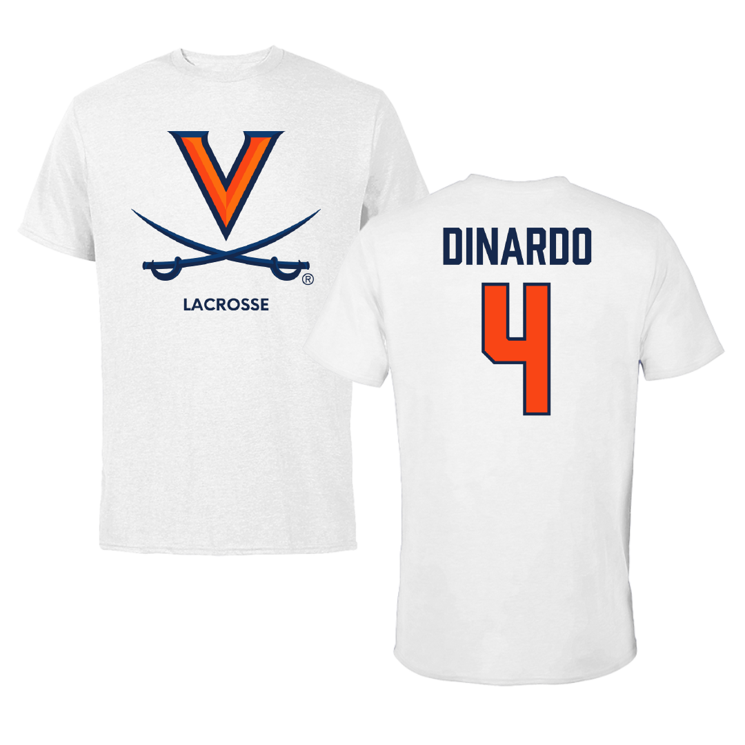 University of Virginia Lacrosse (W) White Performance Tee - #4 Jenna Dinardo