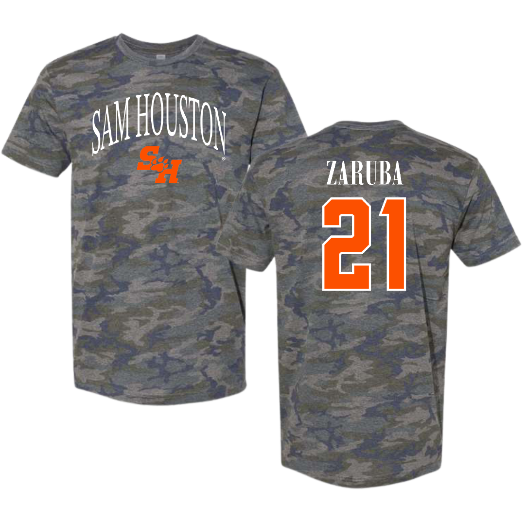 Sam Houston State University Baseball Vintage Camo Tee - #21 Connor Zaruba