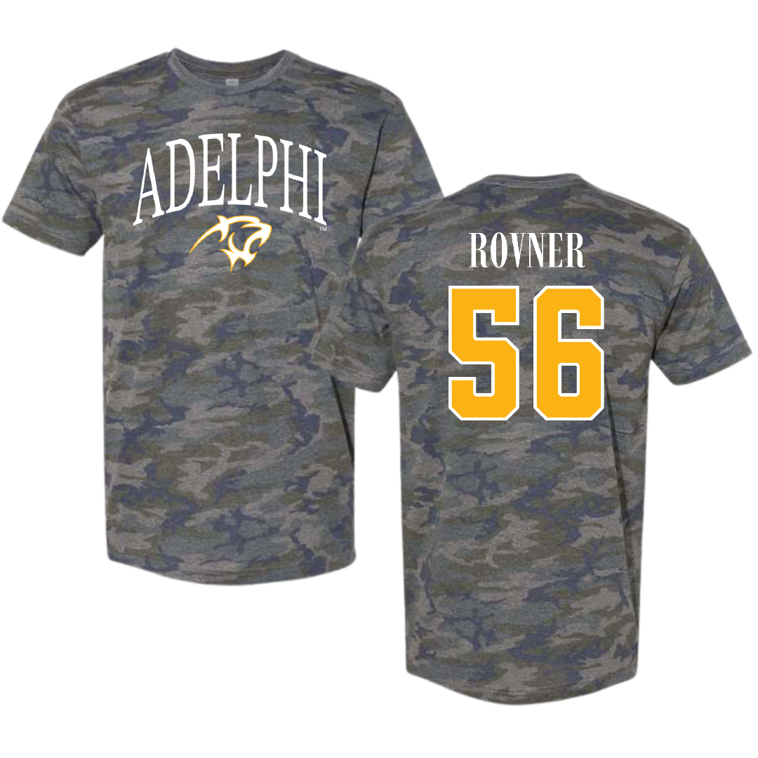 Adelphi University Baseball Vintage Camo Tee - #56 Zach Rovner