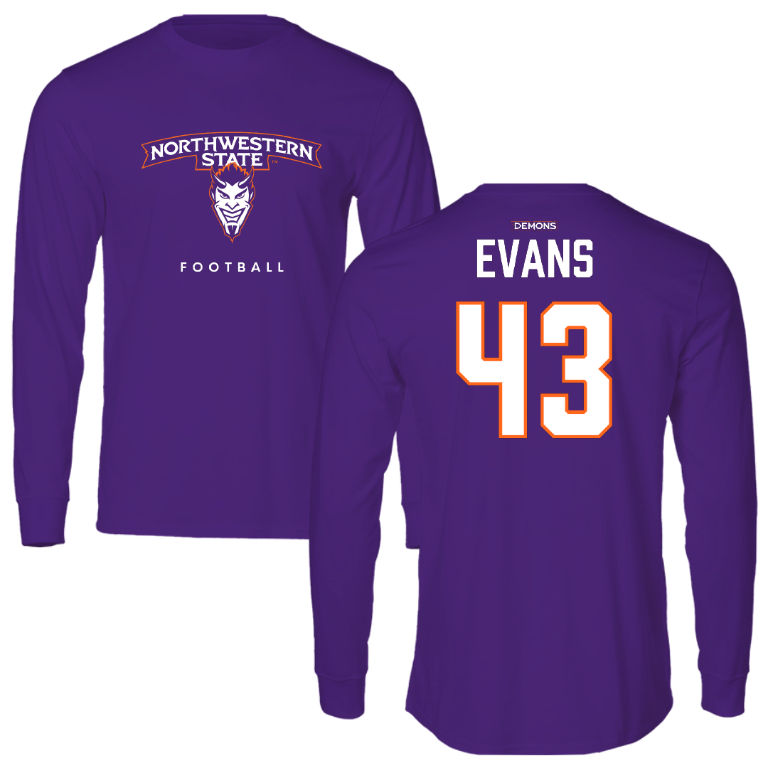 Northwestern State University Football Purple Long Sleeve - #43 Cooper Evans
