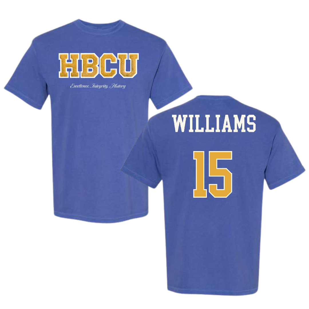 Albany State University Basketball (M) Blue HBCU Varsity Comfort Colors Tee - #15 Jabari Williams