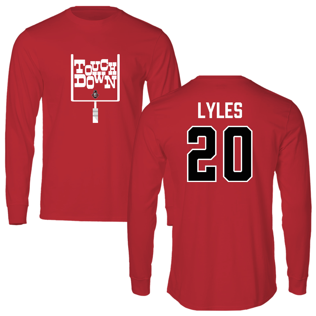 Austin Peay State University Football Red Touchdown Long Sleeve - #20 Jaden Lyles