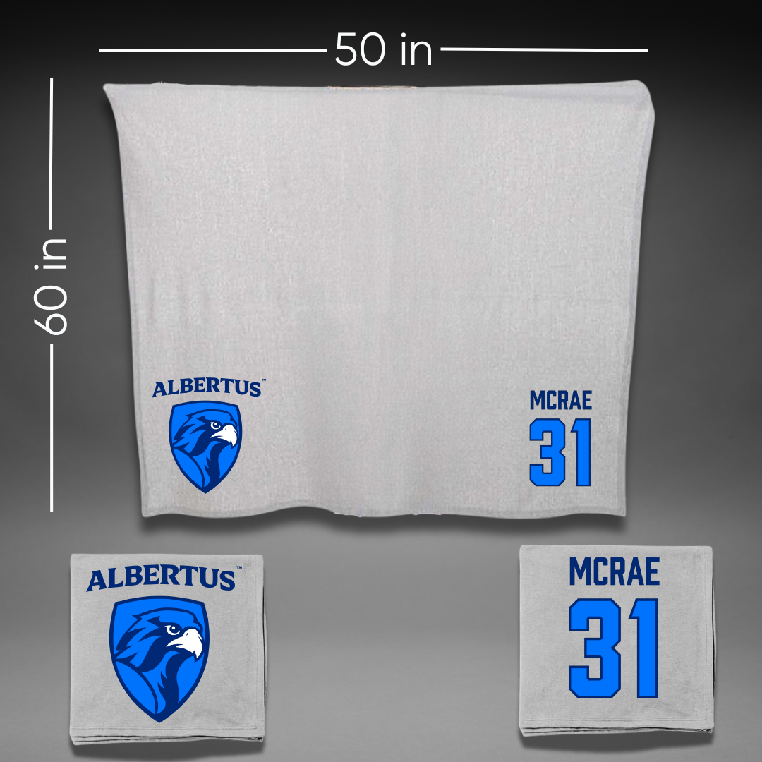 Albertus Magnus College Basketball (M) Gray Blanket - #31 Cj Mcrae