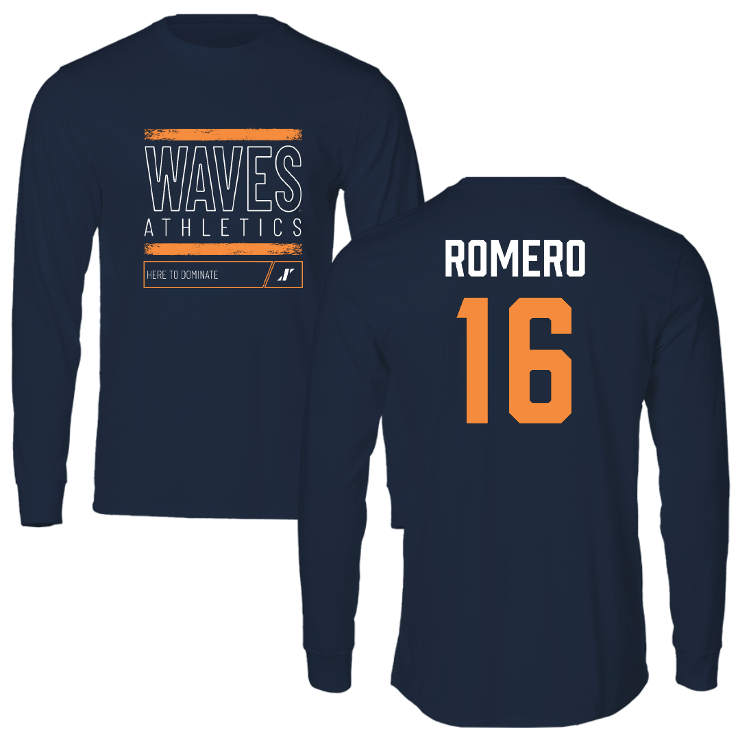 Pepperdine University Baseball Navy Dominate Long Sleeve - #16 Shawn Romero