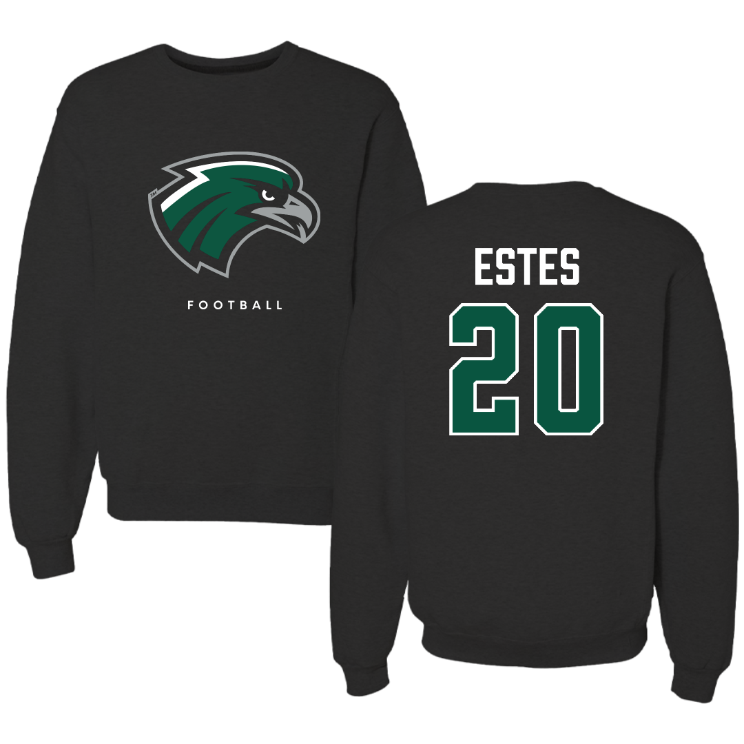 Northeastern State University Football Black Crewneck - #20 William Estes