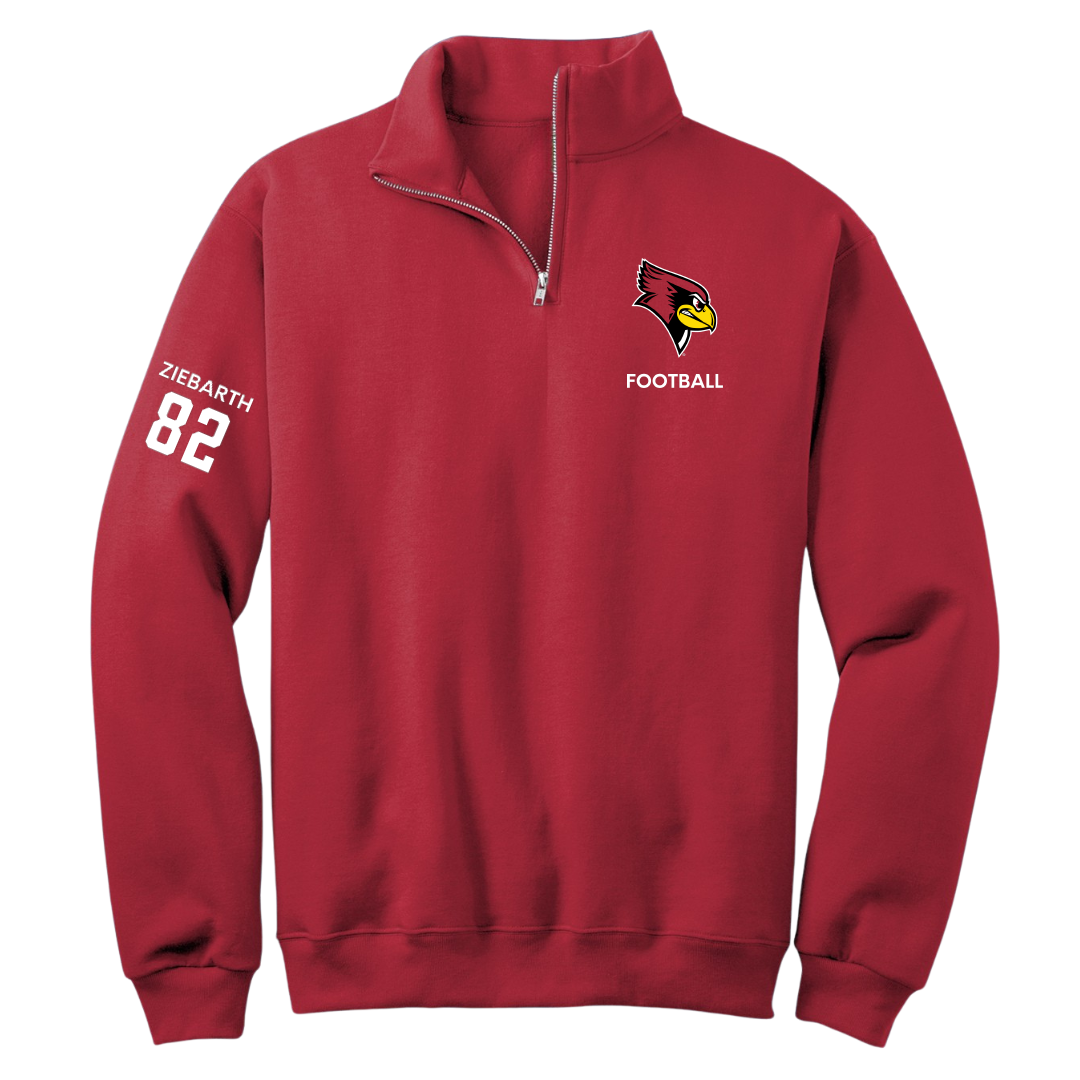 Illinois State University Football Red Quarter-Zip - #82 Max Ziebarth