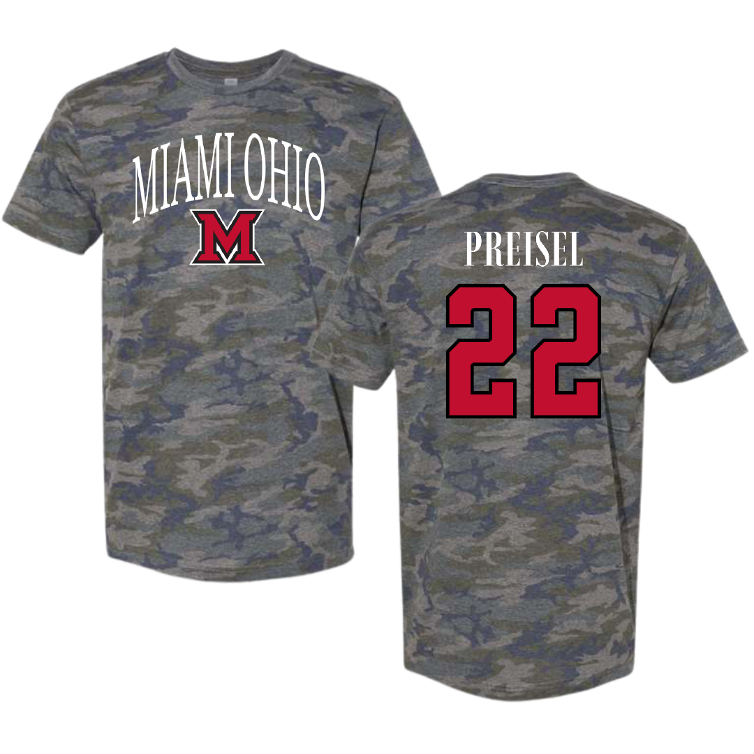 Miami University (Ohio) Baseball Vintage Camo Tee - #22 Connor Preisel
