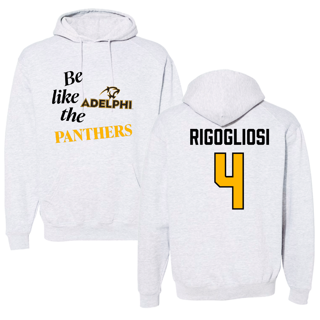 Adelphi University Baseball Light Gray Be Like Us Hoodie - #4 Anthony Rigogliosi