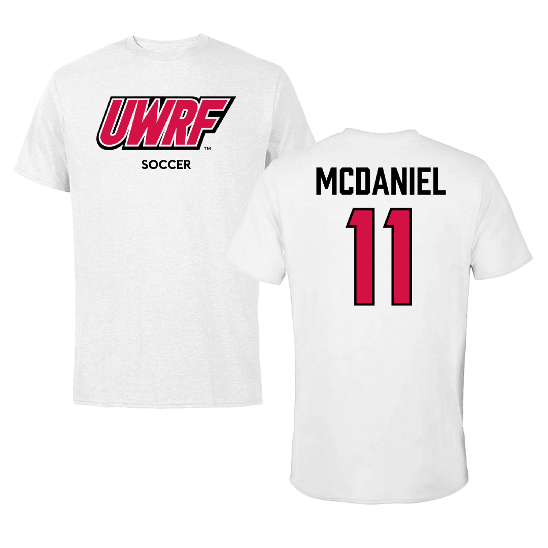 University of Wisconsin-River Falls Soccer (W) White Block Tee - #11 Brooke McDaniel