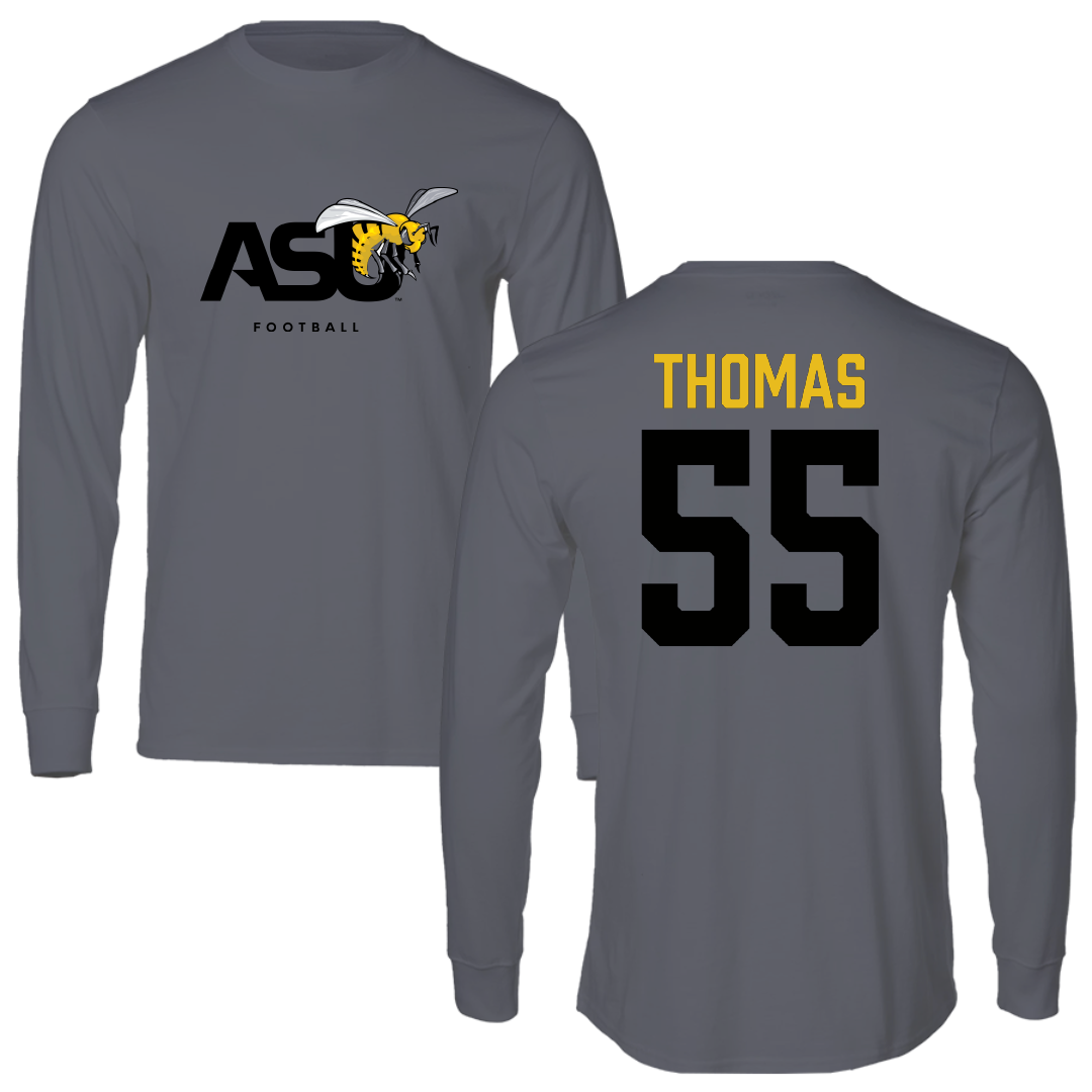 Alabama State University Football Dark Gray Long Sleeve - #55 Dezmon Thomas
