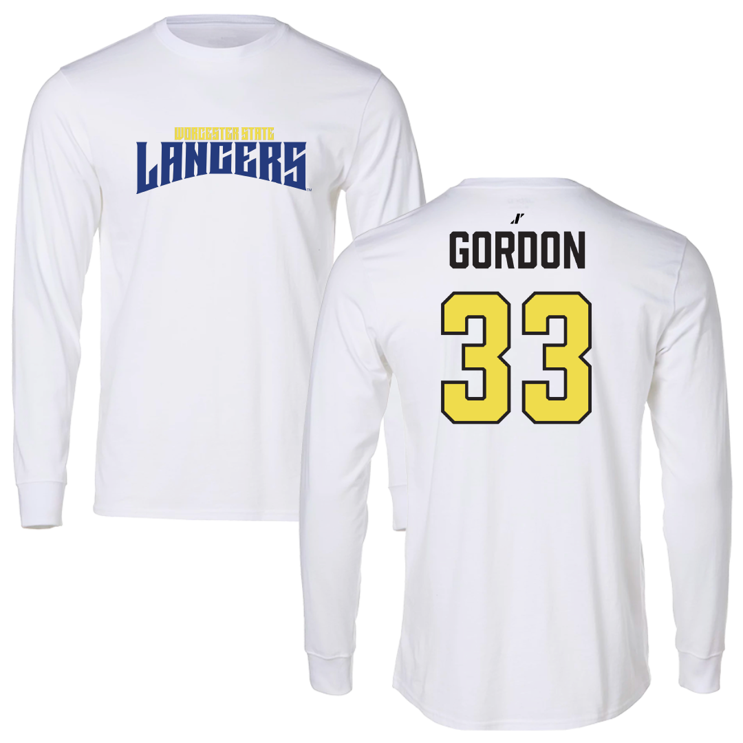 Worcester State University Football White Classic Performance Long Sleeve - #33 DJ Gordon