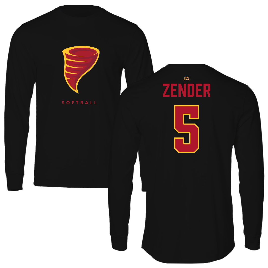 Iowa State University Softball Black Performance Long Sleeve - #5 Paige Zender