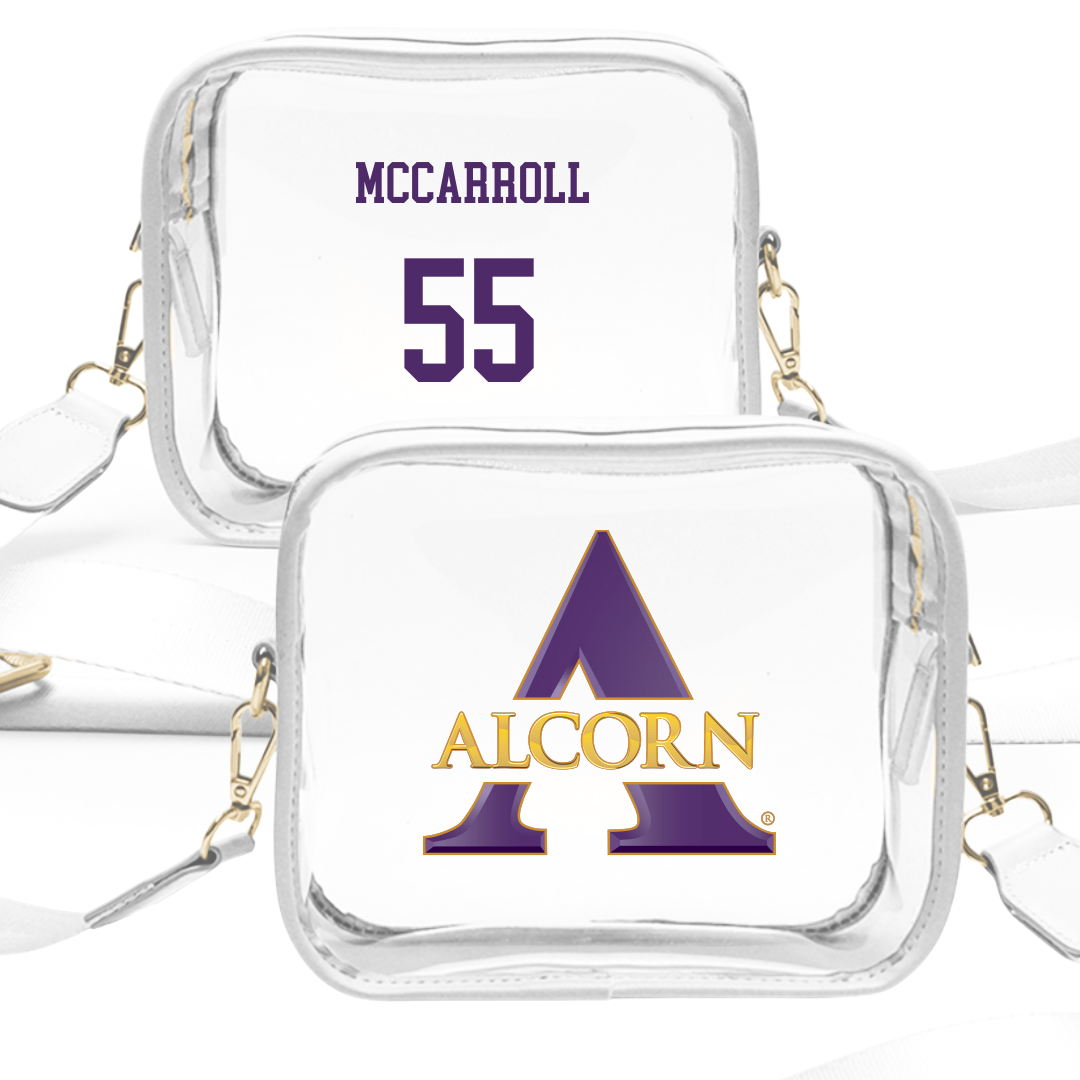 Alcorn State University Football White Clear Stadium Bag - #55 Jayden McCarroll