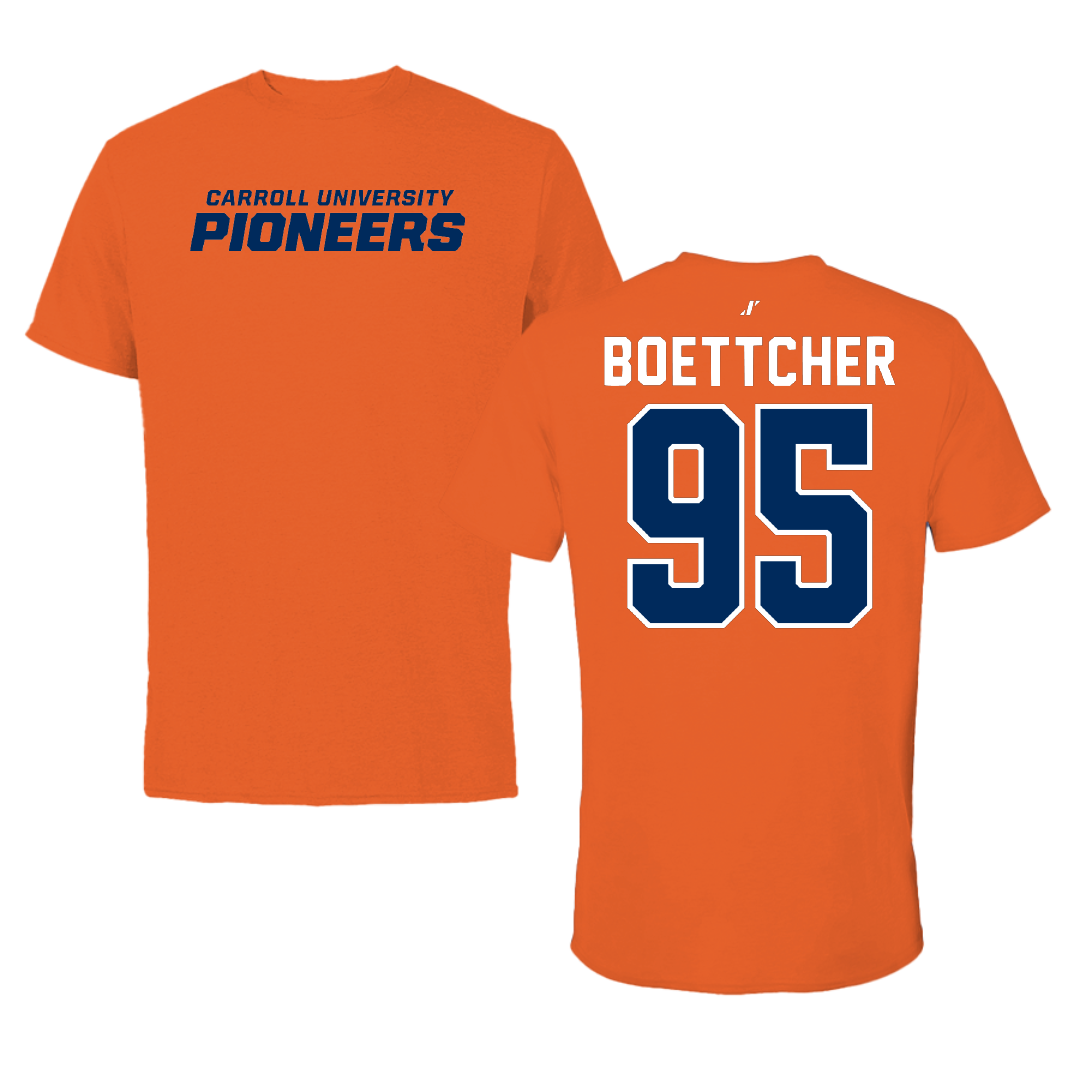 Carroll University Football Orange Performance Tee - #95 Alex Boettcher