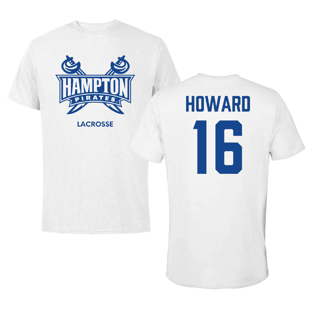 Hampton University Lacrosse (M) White Performance Tee - #16 Mason Howard
