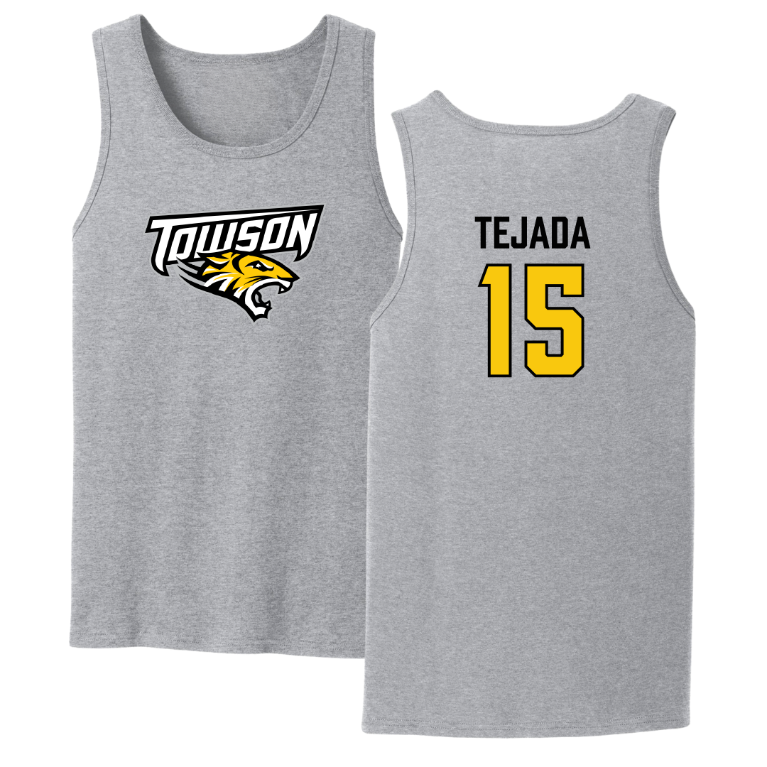 Towson University Basketball Sport Gray Tank Top - #15 Tyler Tejada