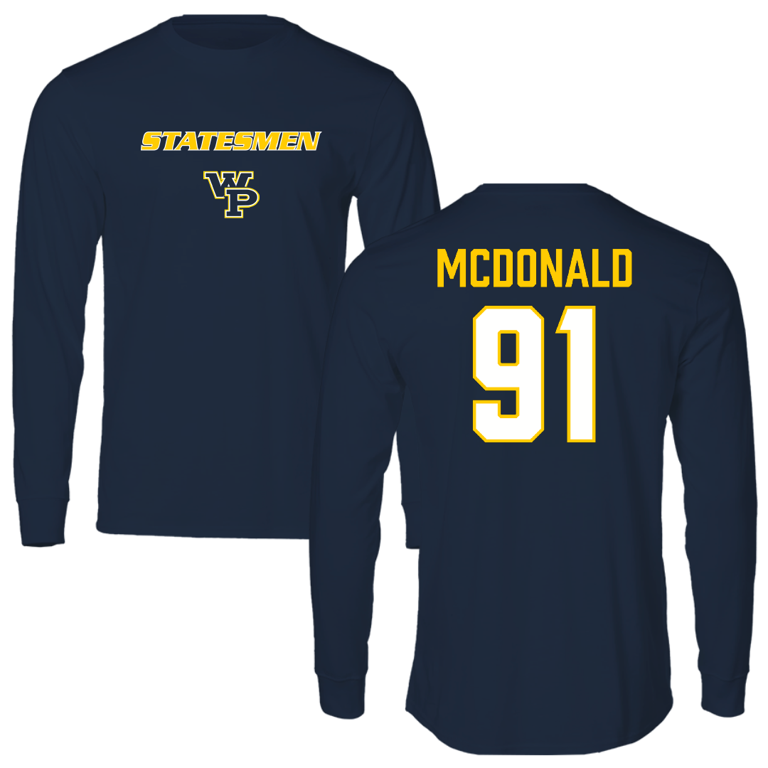 William Penn University Football Navy Long Sleeve - #91 John McDonald
