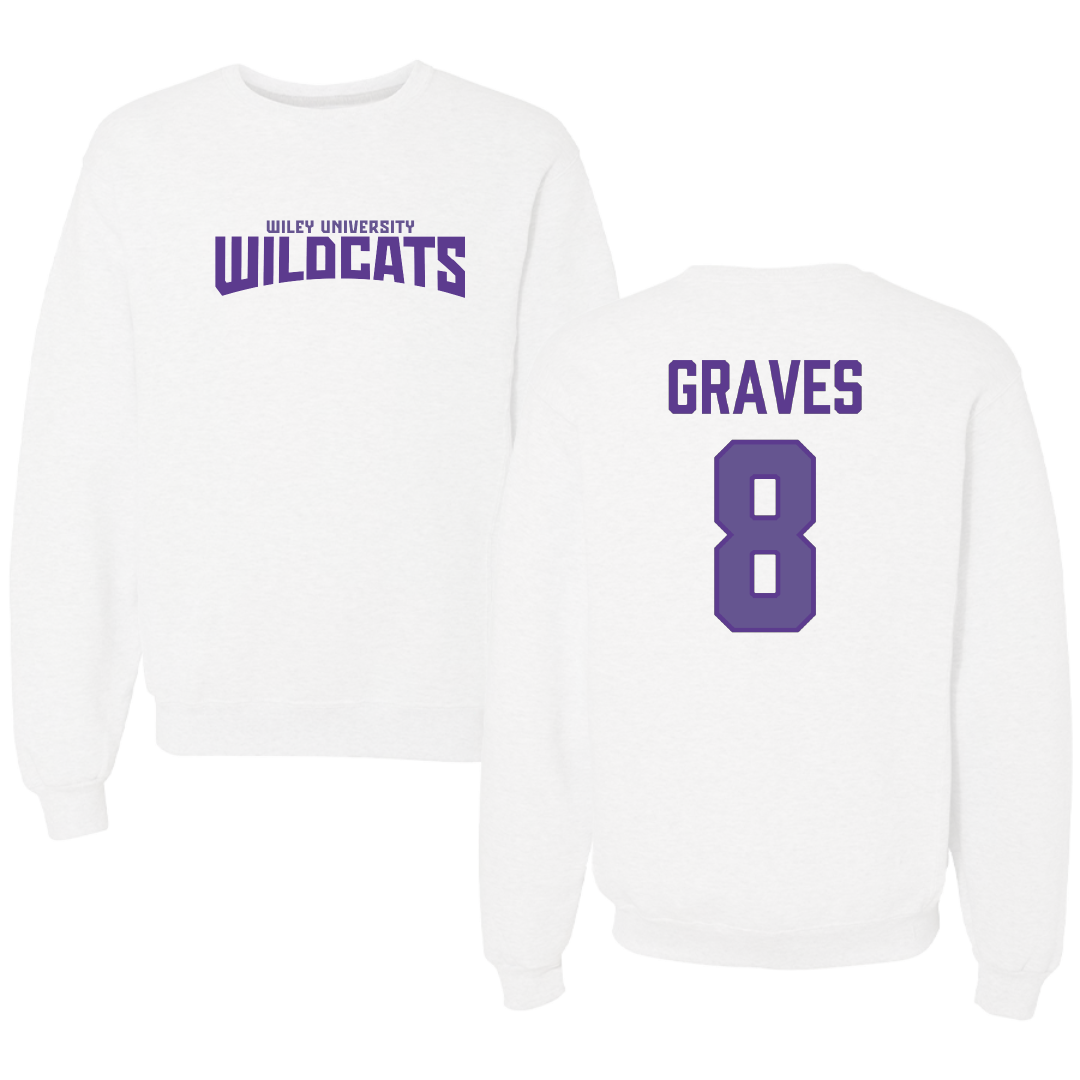 Wiley University Soccer White Classic Crewneck - #8 Jayce Graves