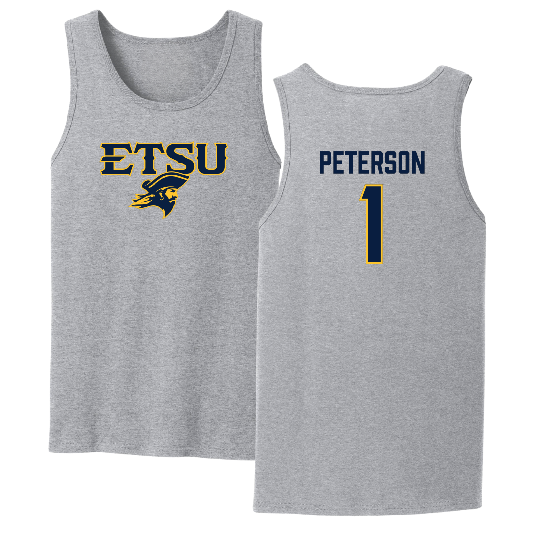 East Tennessee State University Basketball Sport Gray Tank Top - #1 Quimari Peterson