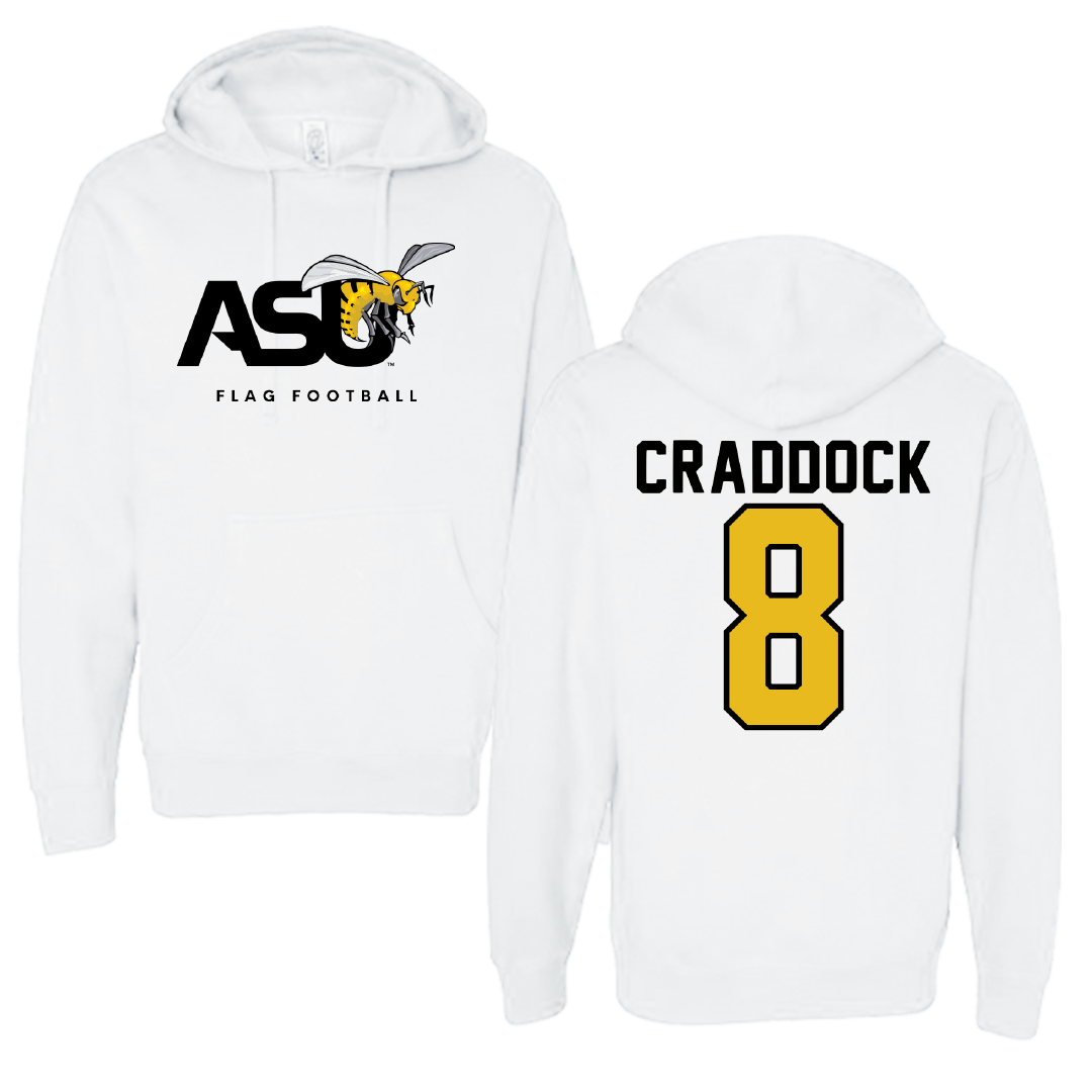 Alabama State University Flag Football White ASU Hoodie - #8 Brooke Craddock