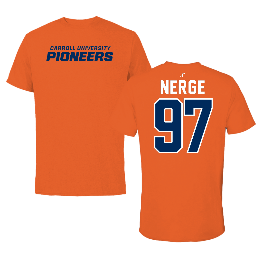 Carroll University Football Orange Tee - #97 Ethan Nerge