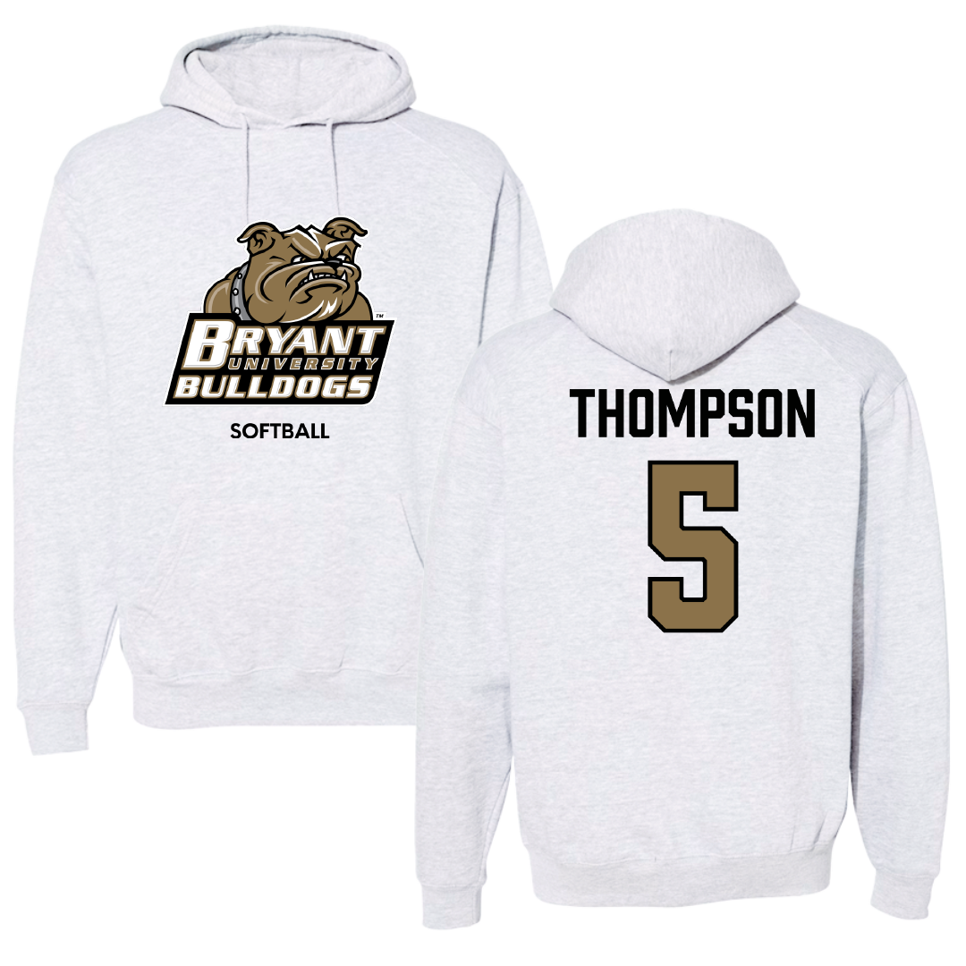 Bryant University Softball Light Gray Hoodie - #5 Teagan Thompson