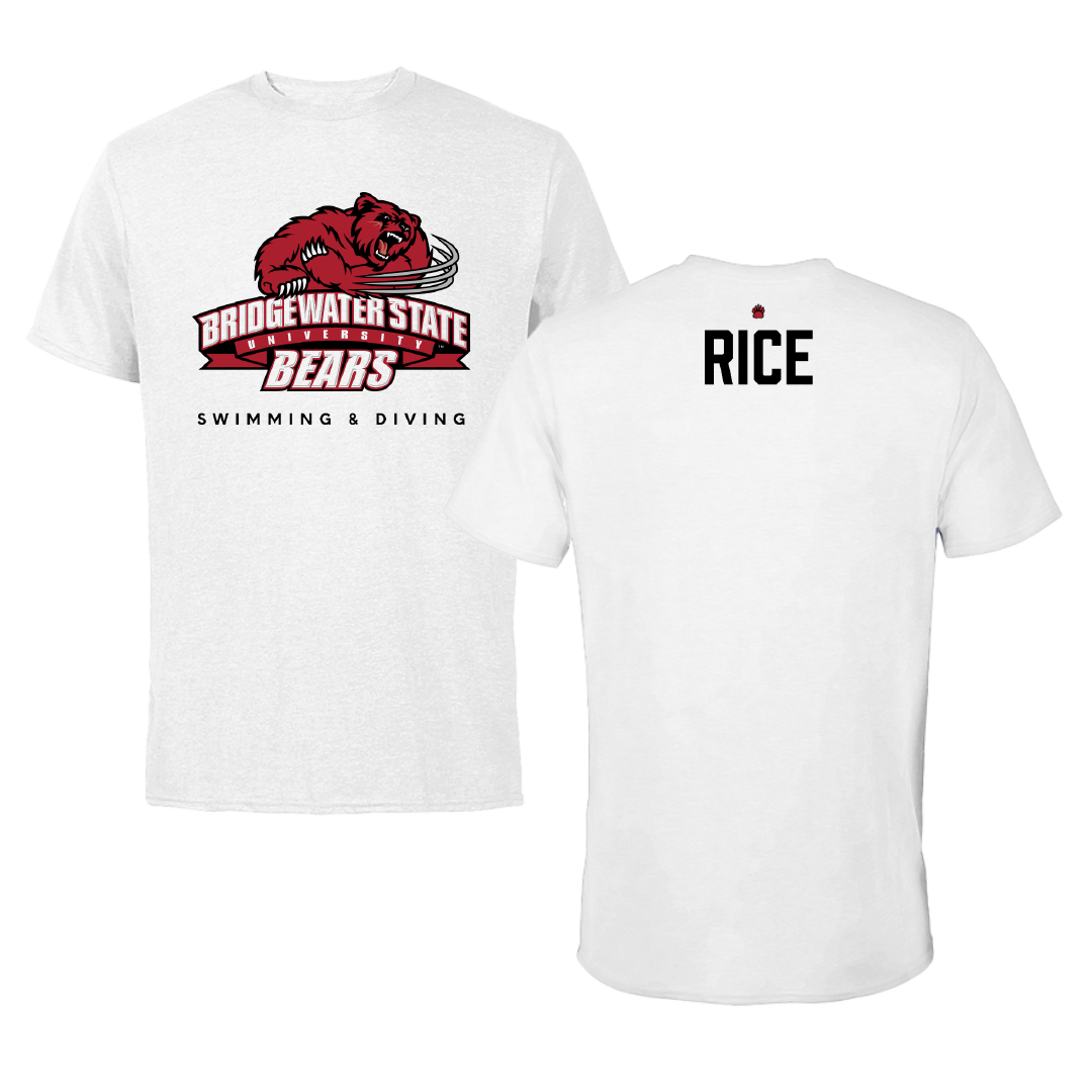 Bridgewater State University Swimming & Diving White Tee - Hunter Rice