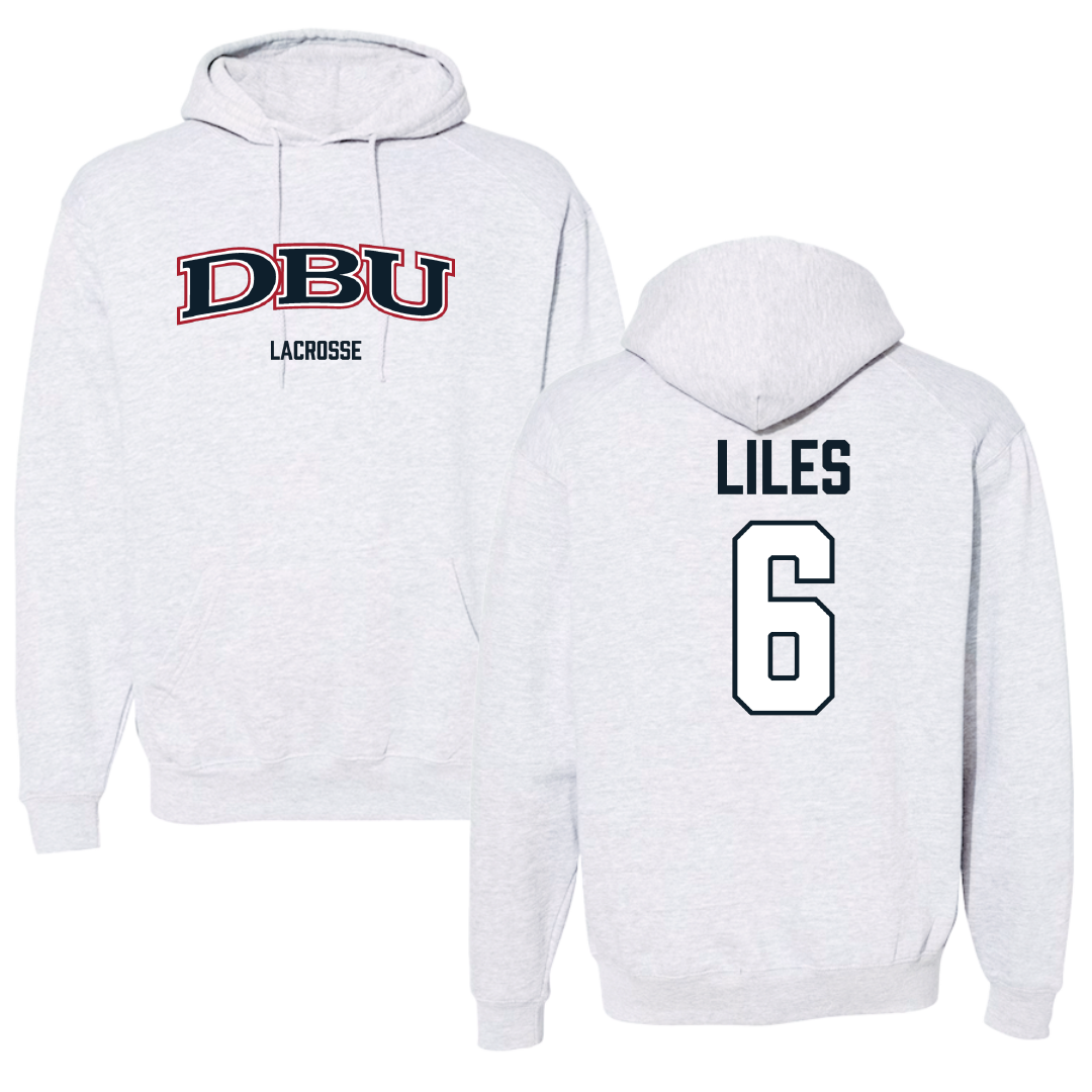 Dallas Baptist University Lacrosse (M) Light Gray Hoodie - #6 William Liles