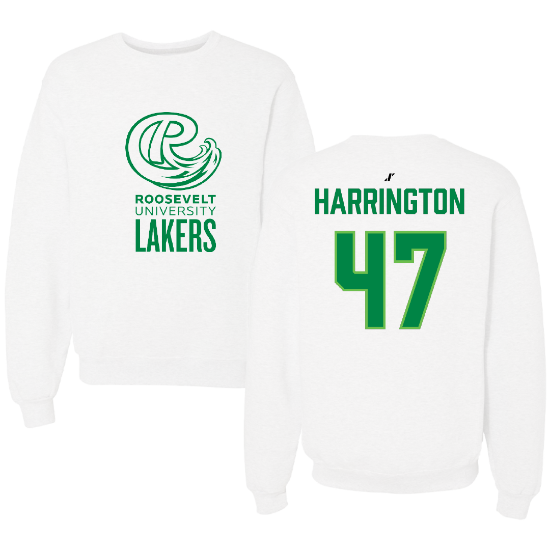 Roosevelt University Football White Crewneck - #47 Syrr Harrington