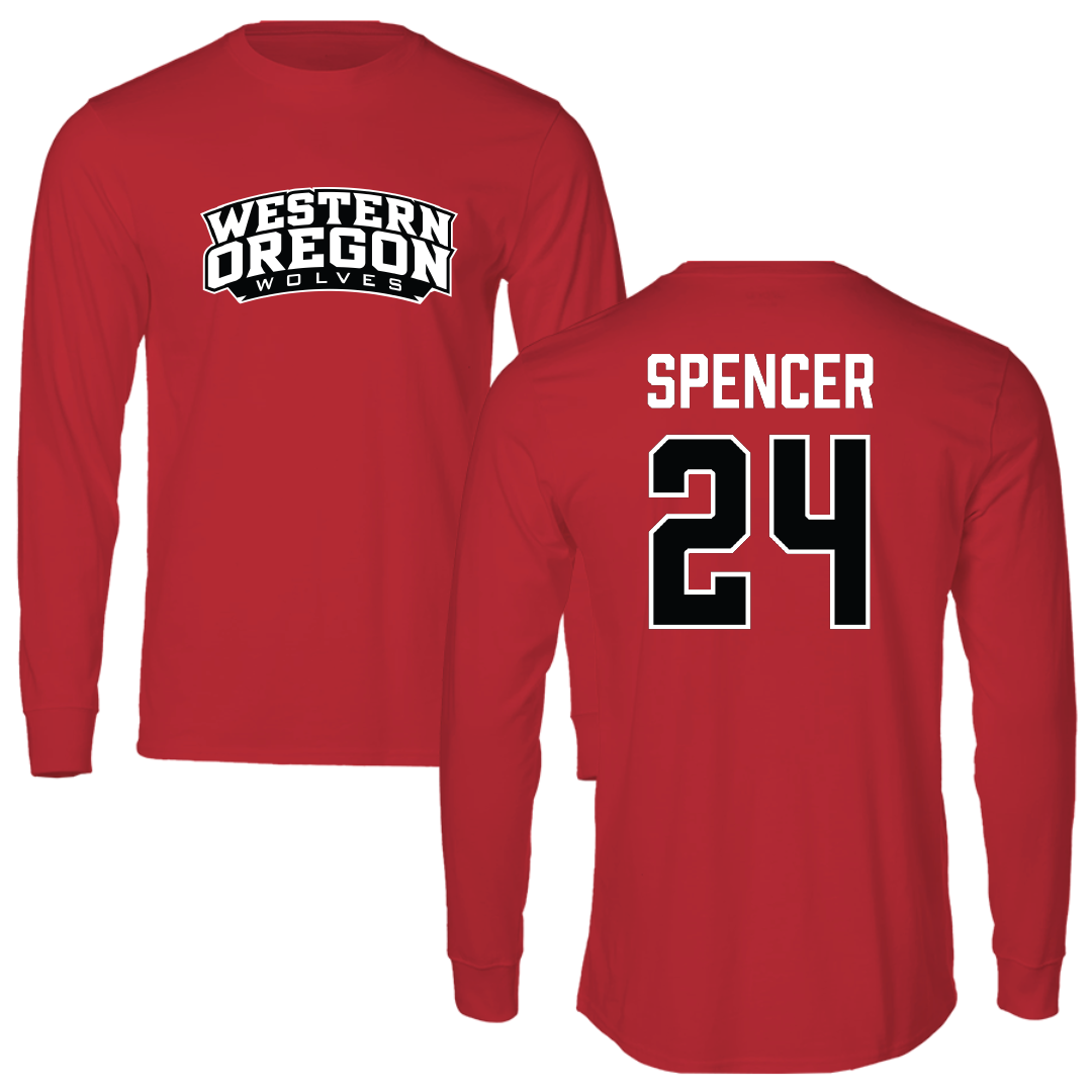 Western Oregon University Basketball (M) Red Performance Long Sleeve - #24 Liam Spencer
