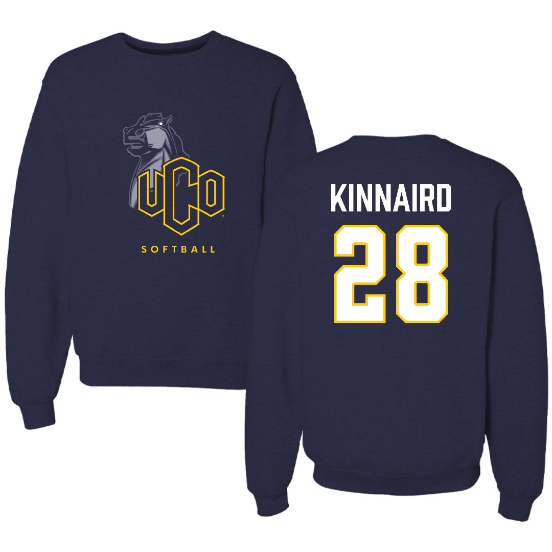 University of Central Oklahoma Softball Navy Block Crewneck - #28 Carleigh Kinnaird