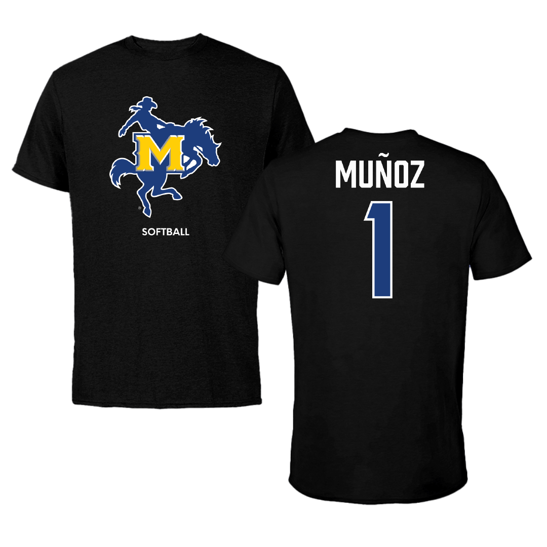 McNeese State University Softball Black Tee - #1 Jada Muñoz