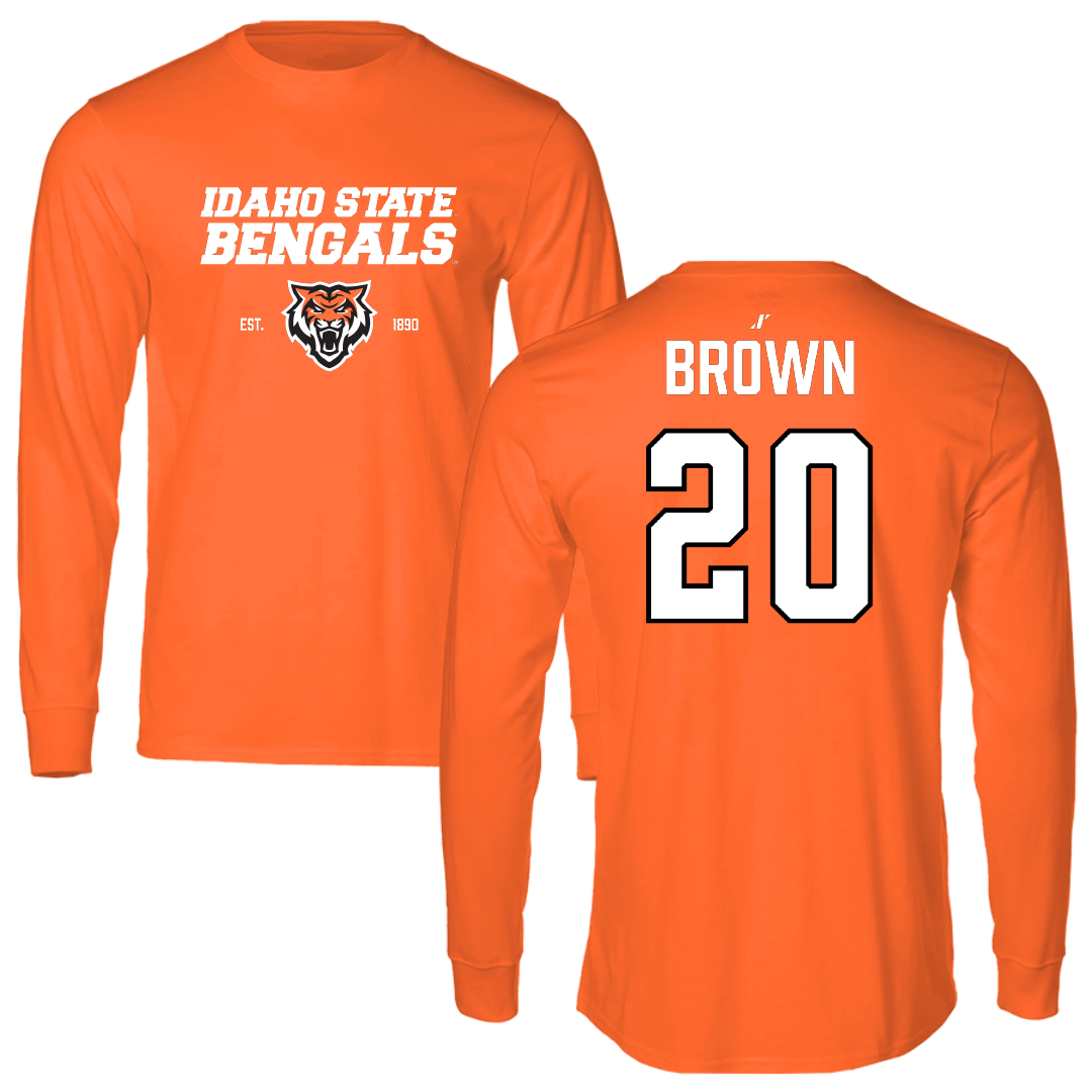 Idaho State University Football Orange General Performance Long Sleeve - #20 Jaylon Brown