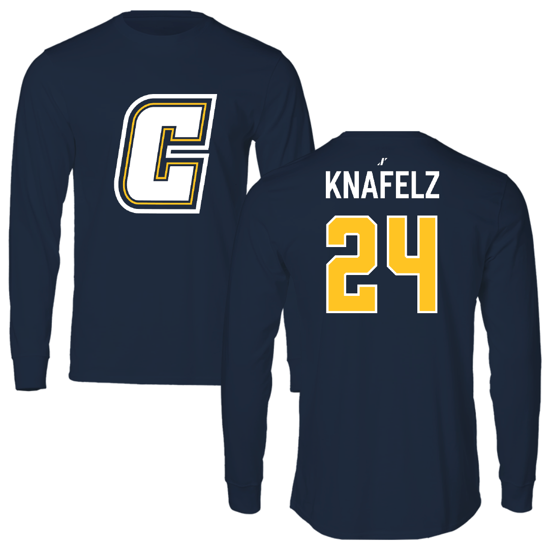 Coker University Basketball Navy Performance Long Sleeve - #24 Matthew Knafelz