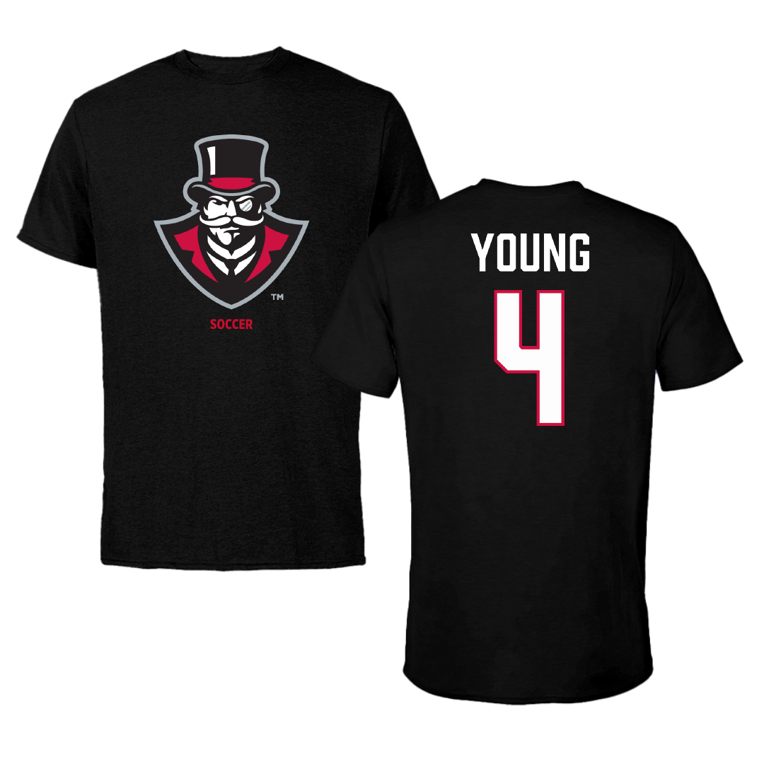 Austin Peay State University Soccer (W) Black Performance Tee - #4 Carolyne Young