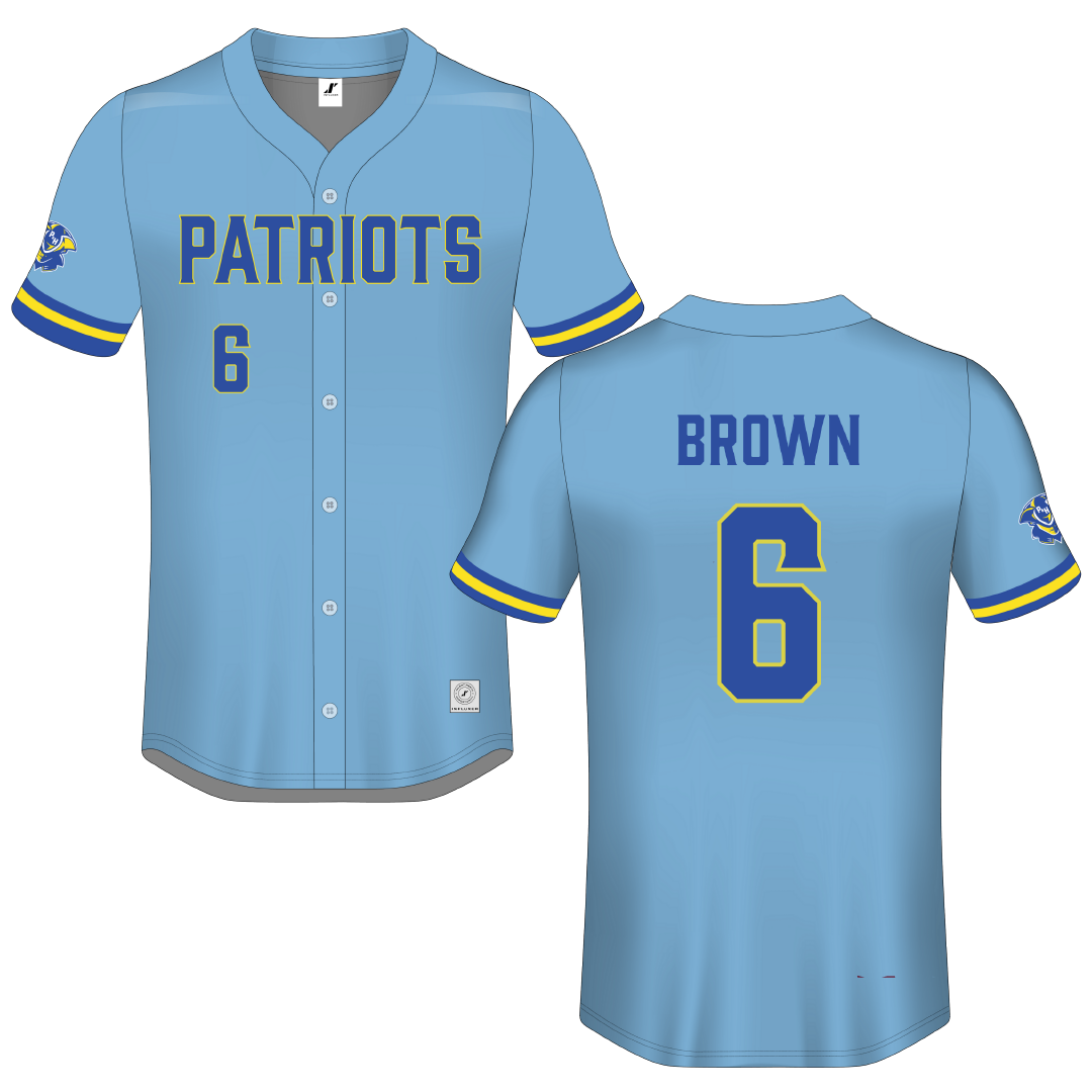 Patrick & Henry Community College Light Blue Button-Down Jersey - #6 Laura Brown