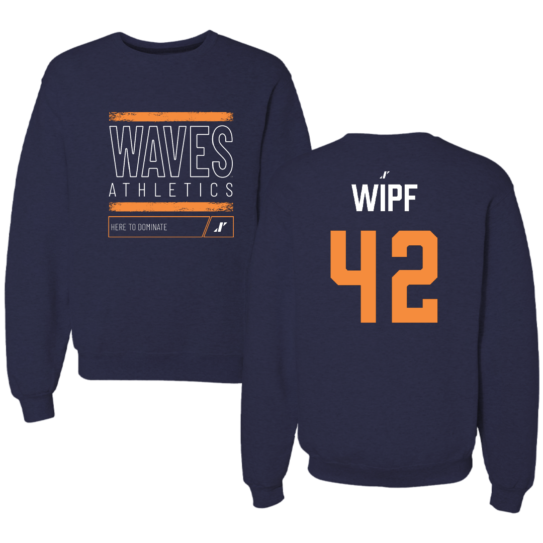 Pepperdine University Baseball Navy Dominate Crewneck - #42 Cal Wipf