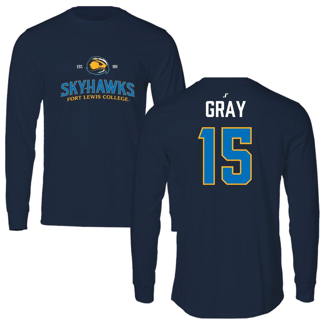 Fort Lewis College Soccer (M) Navy General Long Sleeve - #15 Landon Gray
