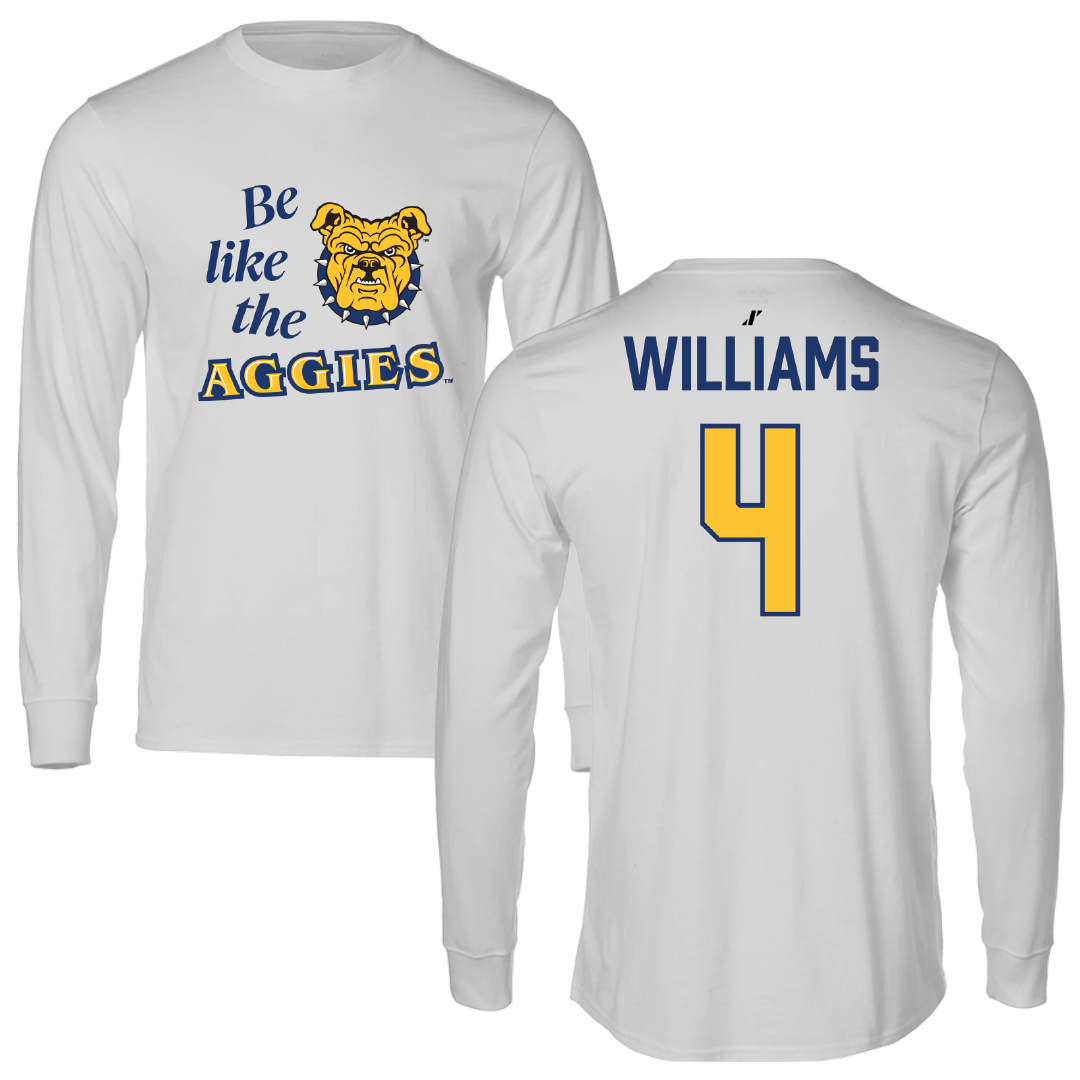 North Carolina A&T State University Softball Light Gray Be Like Us Performance Long Sleeve - #4 Katriel Williams