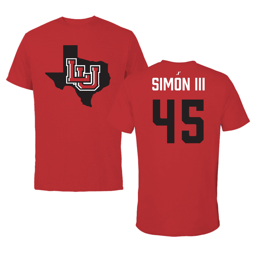 Lamar University Football Red State Performance Tee - #45 Albert Simon III