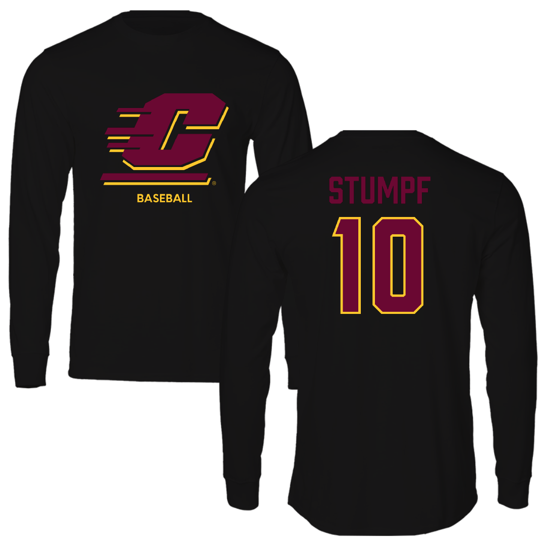 Central Michigan University Baseball Black Performance Long Sleeve - #10 Liam Stumpf