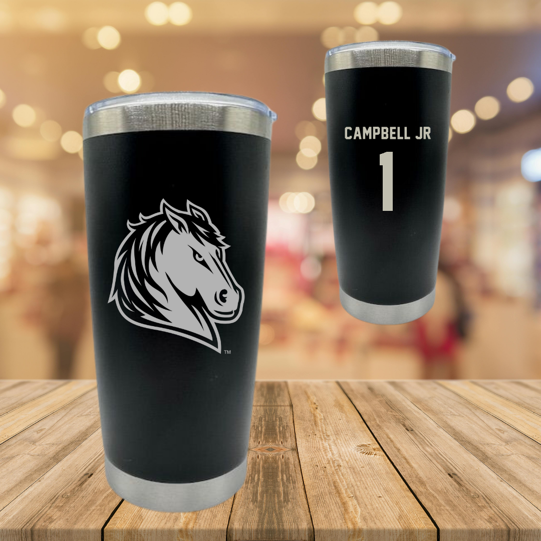Southwest Minnesota State University Football Black Stainless Steel Tumbler - #1 Sam Campbell Jr