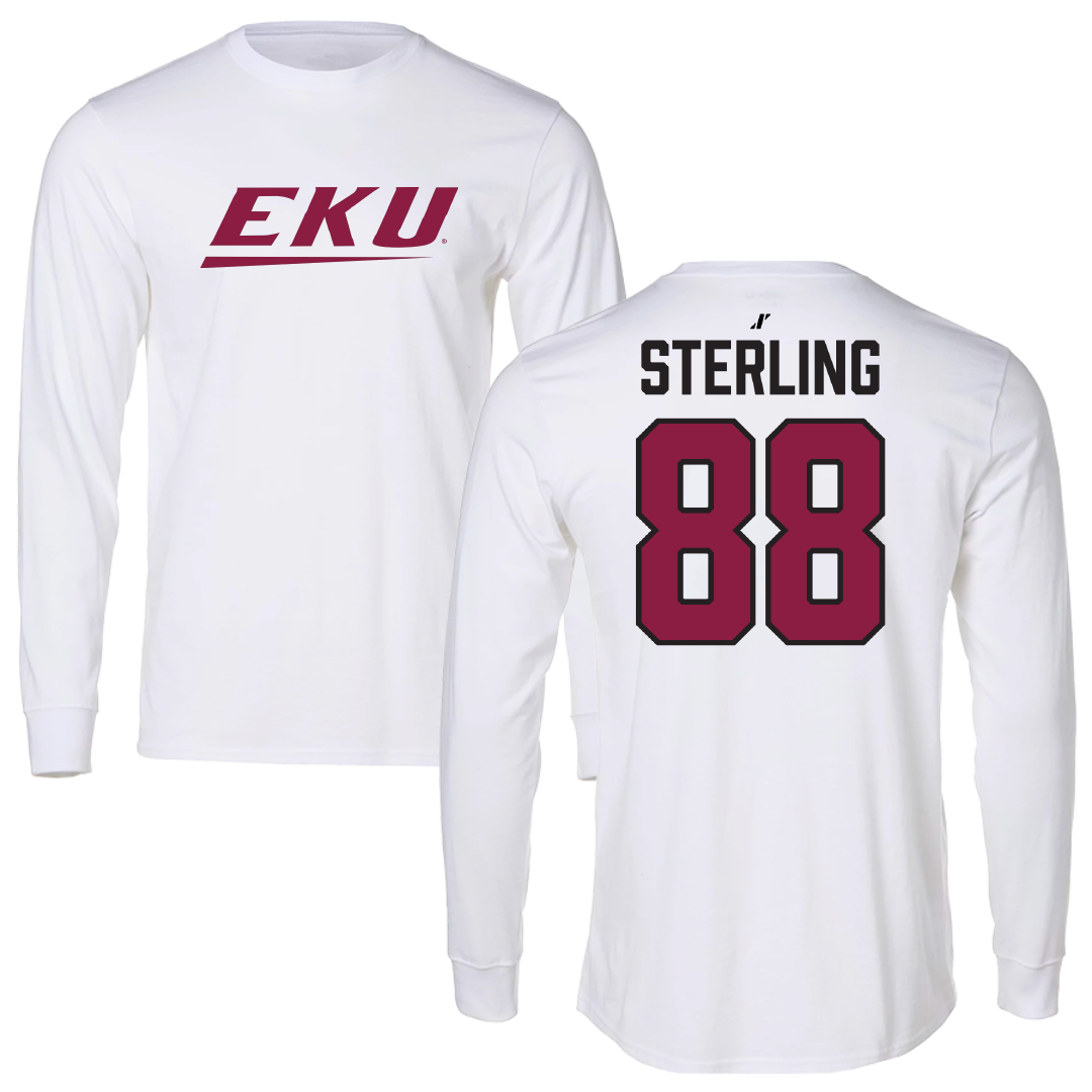 Eastern Kentucky University Football White Performance Long Sleeve - #88 Darius Sterling