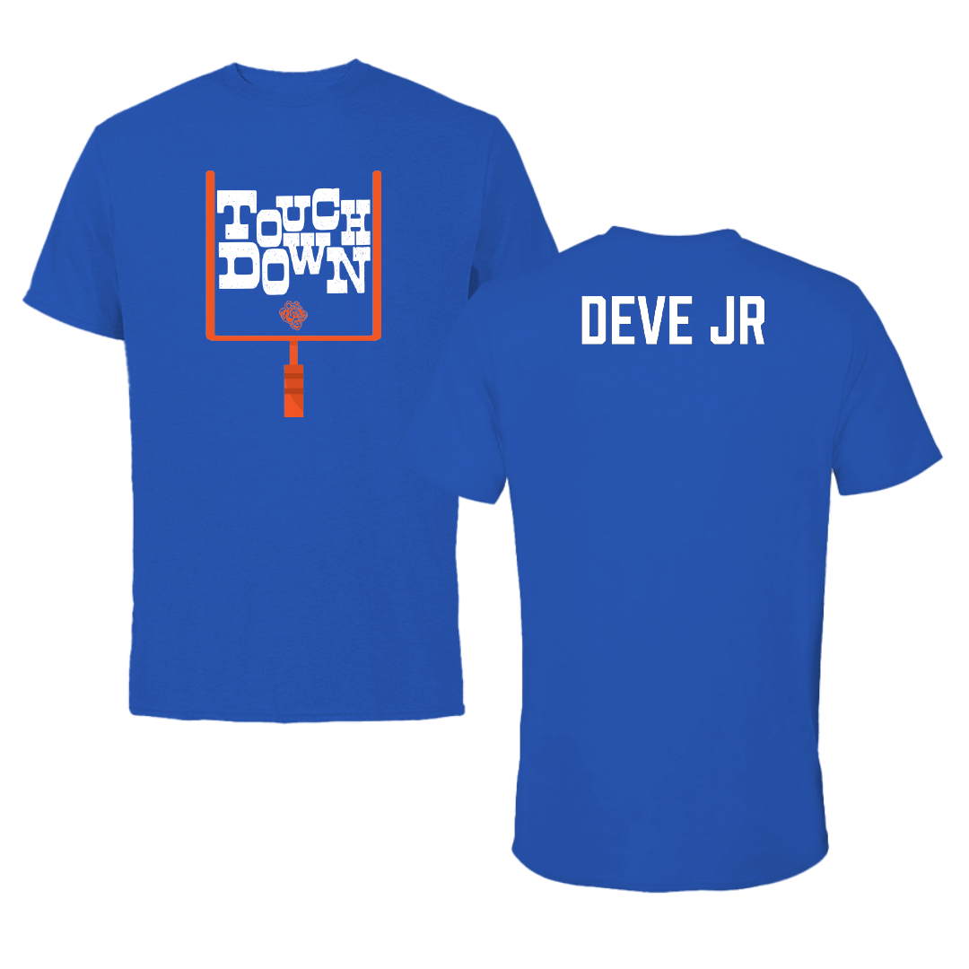 Savannah State University Football Blue Touchdown Performance Tee - Nicholas Deve Jr