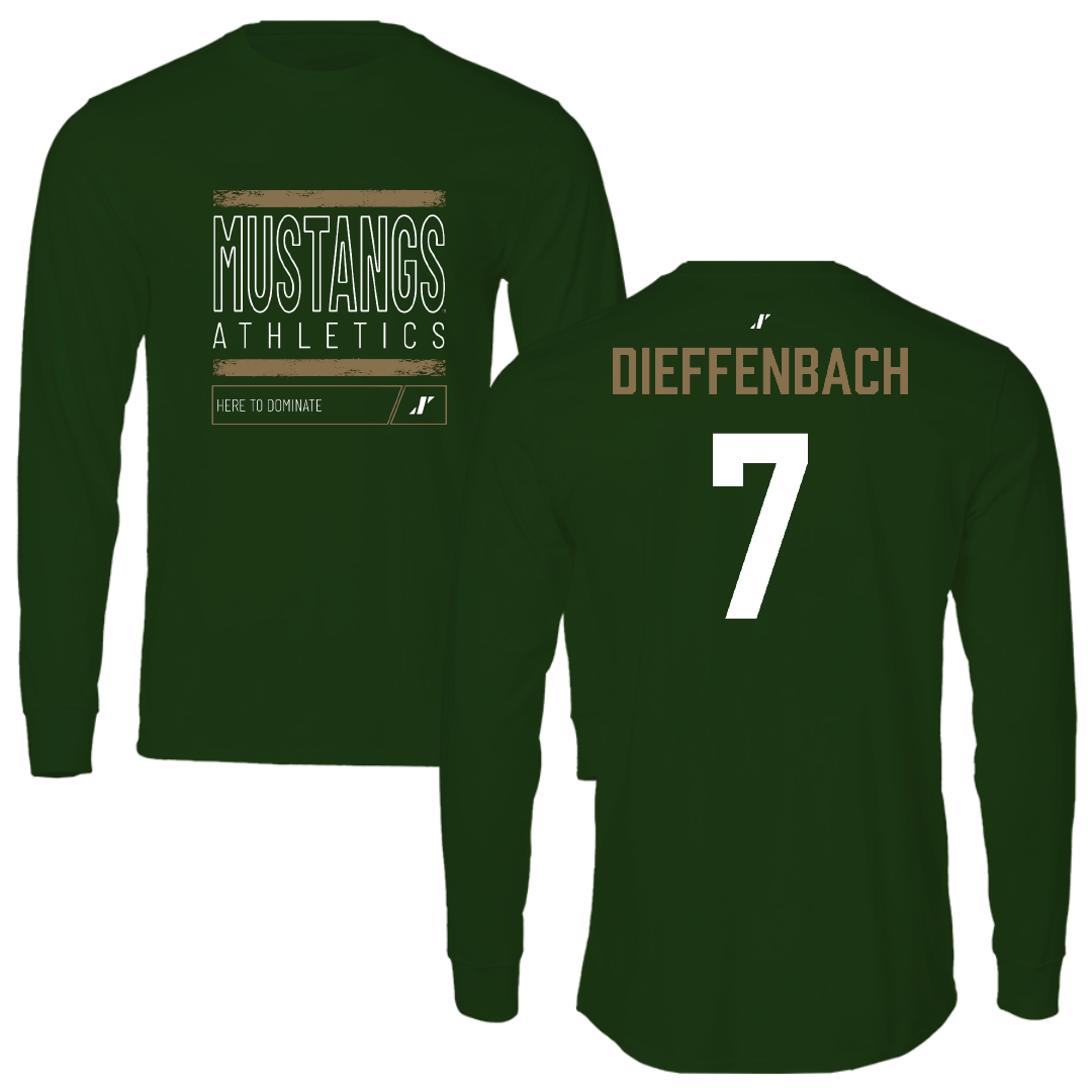 Cal Poly Football Forest Green Dominate Mustang Long Sleeve - #7 Ty Dieffenbach