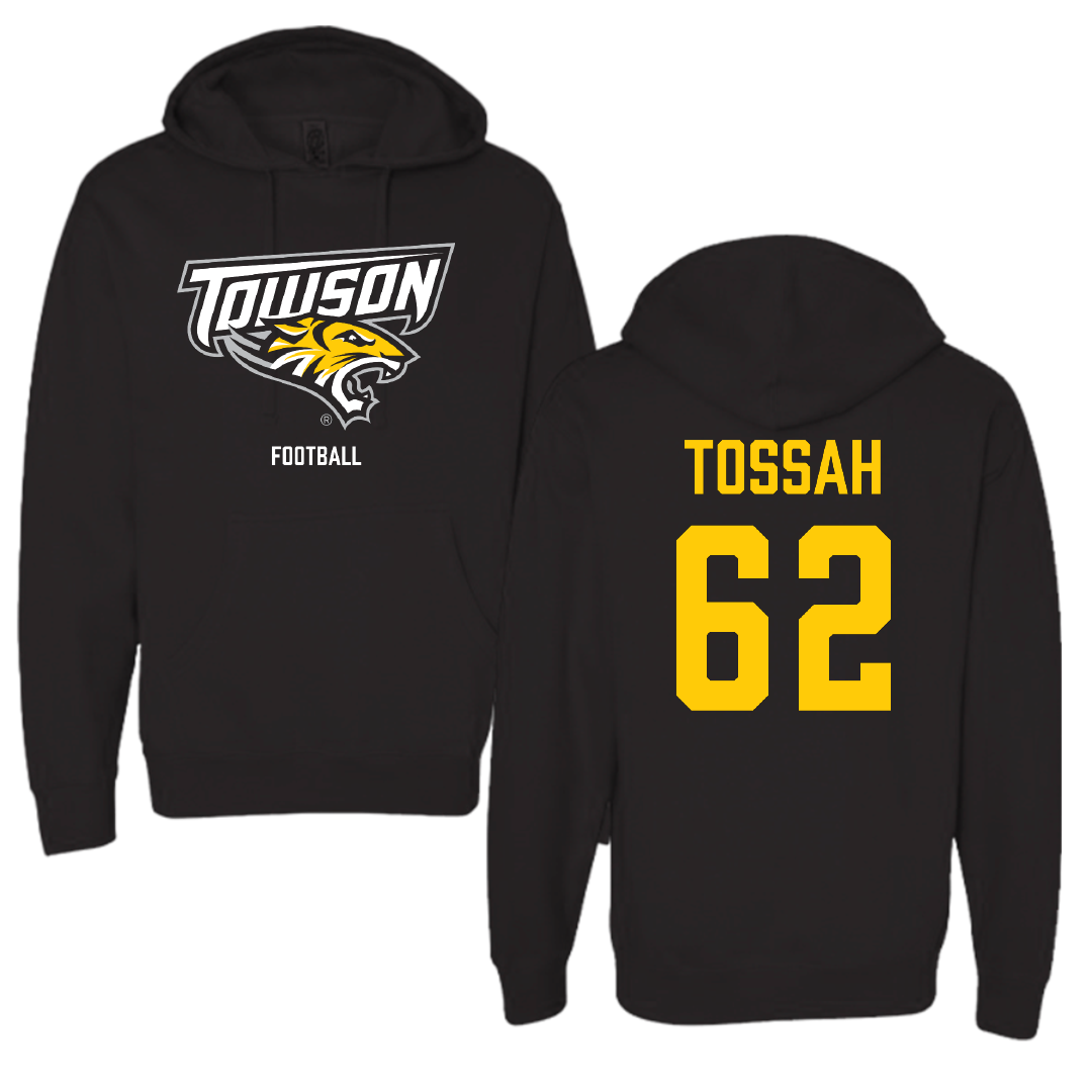 Towson University Football Black Hoodie - #62 Derick Tossah